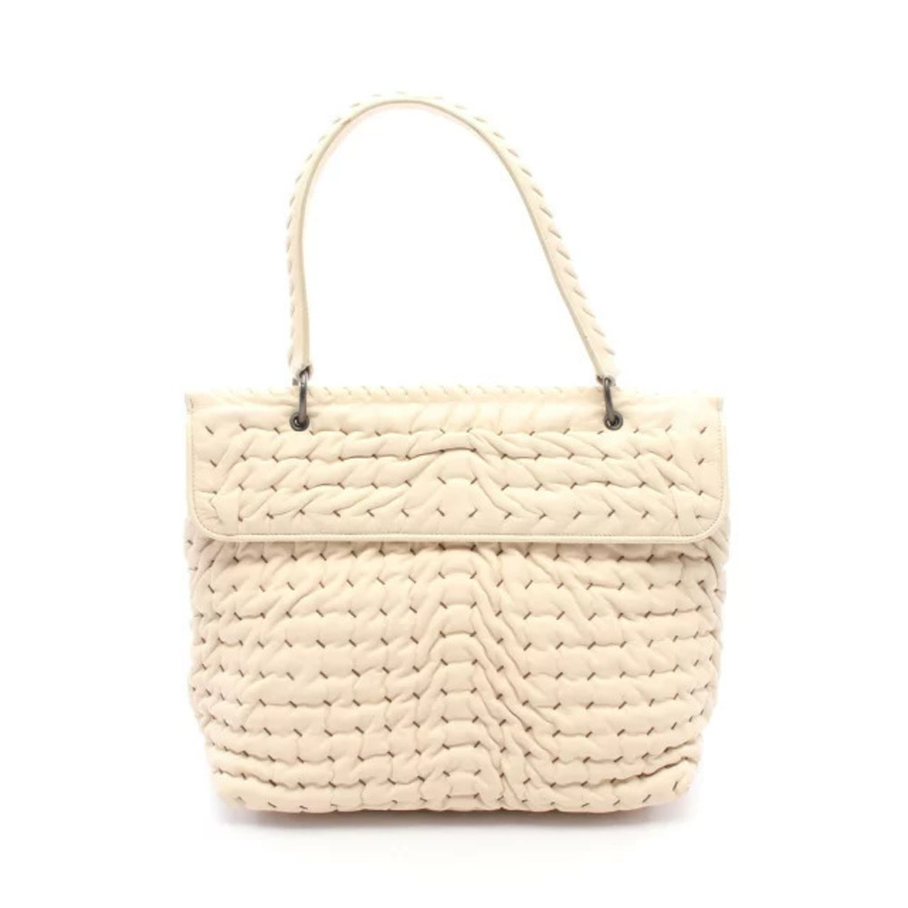 Bottega Veneta Shoulder Bag Lambskin Sheepskin Leather Ivory White